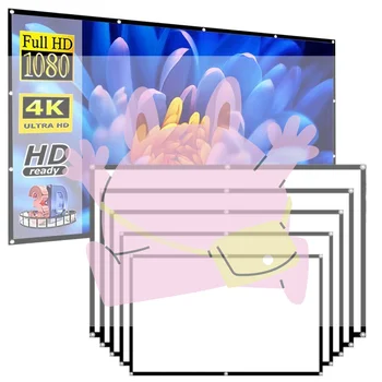 Schermo per proiettore portatile da 60/72/84/100/120 pollici, anti-luce, per casa, ufficio, esterni.