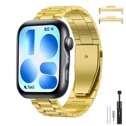 Luxury Metal Wristband - Fashion High - End Replacement Strap for Huawei Fit 4 Pro (Gold)
