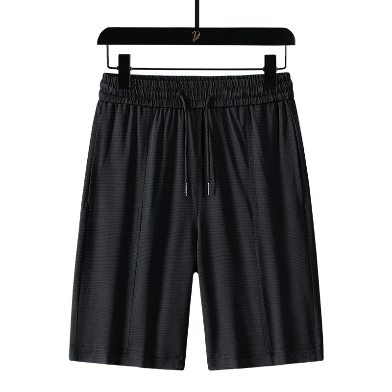 Summer Men'S Casual Versatile Ice Silk Cool Elastic Quick Dry Breathable Shorts Pants Youth Simple Sports 5-Point Trousers
