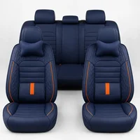 Universal PU Leather Car Seat Covers Full Set with Neck Pillows, Front & Rear Seat Protectors for Cars, SUVs, Trucks & Vans 1