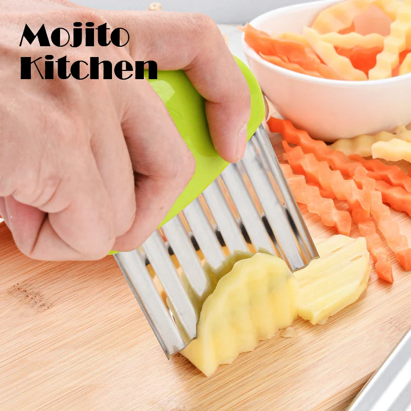 

Potato Chip Slicer Cutter Vegetable Fruit Corrugated Wavy Knife French Fries Potato Cutter Kitchen Gadget Accessories Cooking