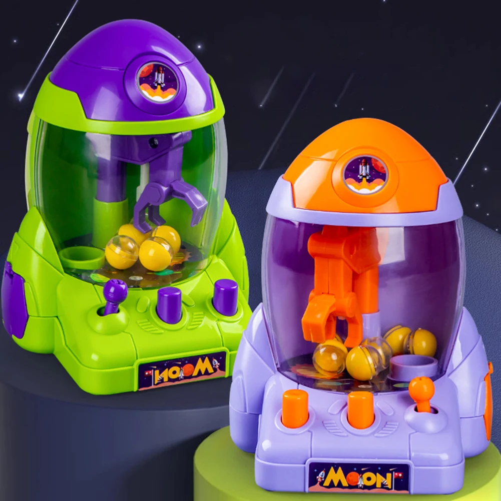 Cute Cartoon Rocket-Shape Claw Machine Funny Durable Educational Playthings Birthday Chirstmas Gift 4