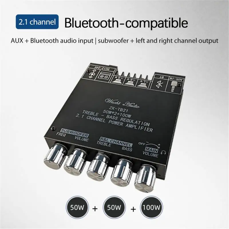 

5.0 ZK-TB21 Subwoofer Amplifier Board 50W*2+100W 2.1 Channel Power Audio Stereo Bass AMP