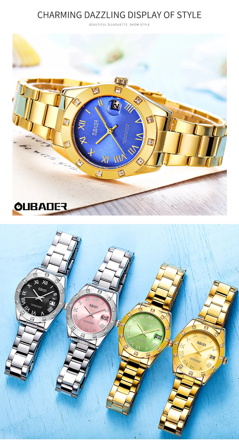 OUBAOER New 2024 Women's Quartz Watch Fashion Modern Quartz Watch Vintage Roman Dial Waterproof Wristwatch Women's Accessories