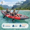 Inflatable 1/2-Person Fishing Kayak for Adults – Durable PVC Collapsible & Portable - with Padded Seats/Removable Fins/Hand Pump/Carry Bag & Repair Kit for Lake River Recreation Touring