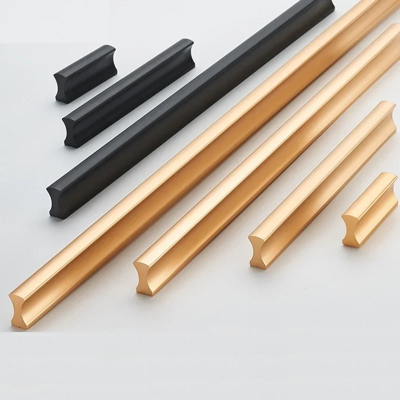 Long Zinc Alloy Modern Cabinet Kitchen Knob Noble Drawer Cupboard Pull Closet Door Handle Silver Black Gold House Hardware Decor