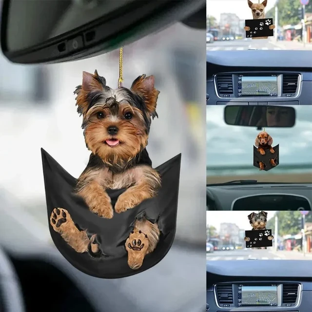 1PCS Funny Car Rearview Mirror Cute Pocket Pendant Hanging Puppy Colorful Dog  Ornament Accessories Home Decoration - AliExpress