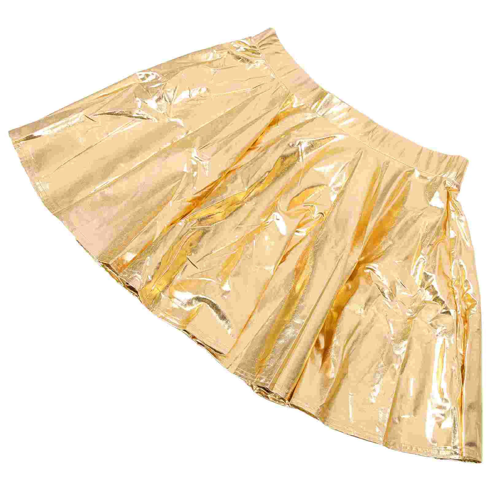 

Gold Skirt Flared Pleated Skirt Pleated Golden Skirt Women Skirt Dancing Skirt Skating Skirt