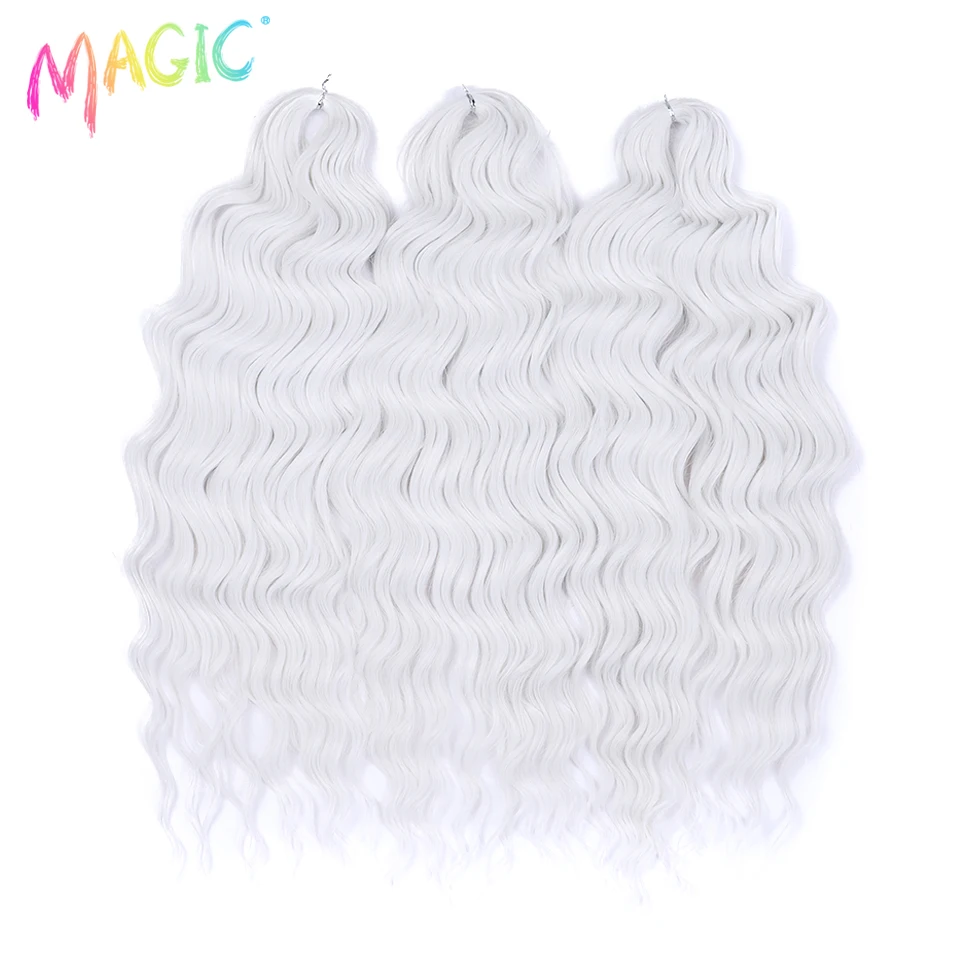 Magic Hair Synthetische lose tiefe Welle Flechten Haarverlängerungen 24 Zoll Wasserwelle Zopfhaar Ombre Blonde Twist Crochet Curly Hai – Detail 19