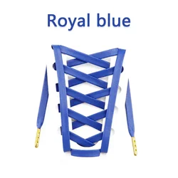 Elegant Gold & Silver Flat Faux Leather Shoelaces with Metal Tips - Premium Quality Lace Upgrade - 160cm (Royal blue)