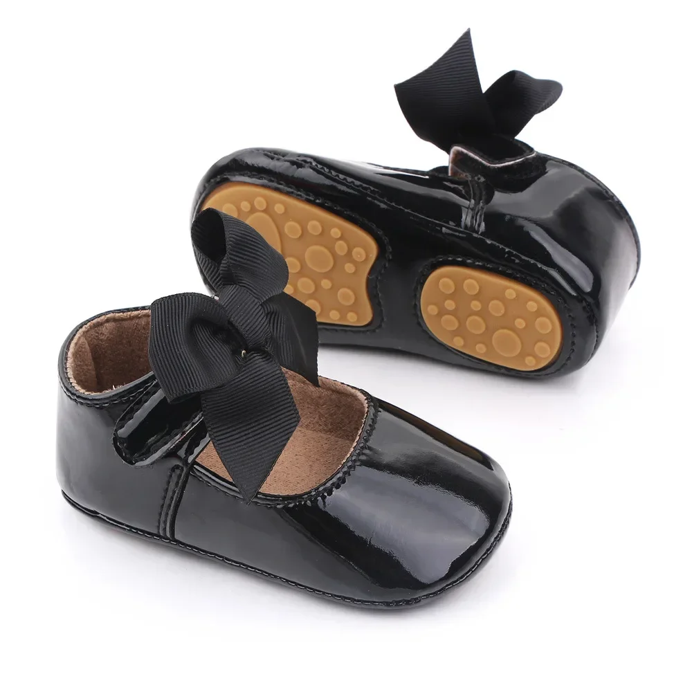 PU Princess Baby Girl Shoes for Newborn for Birth Big Bow Wedding first Walker PU Leather Toddler Girl Shoes 1 Year