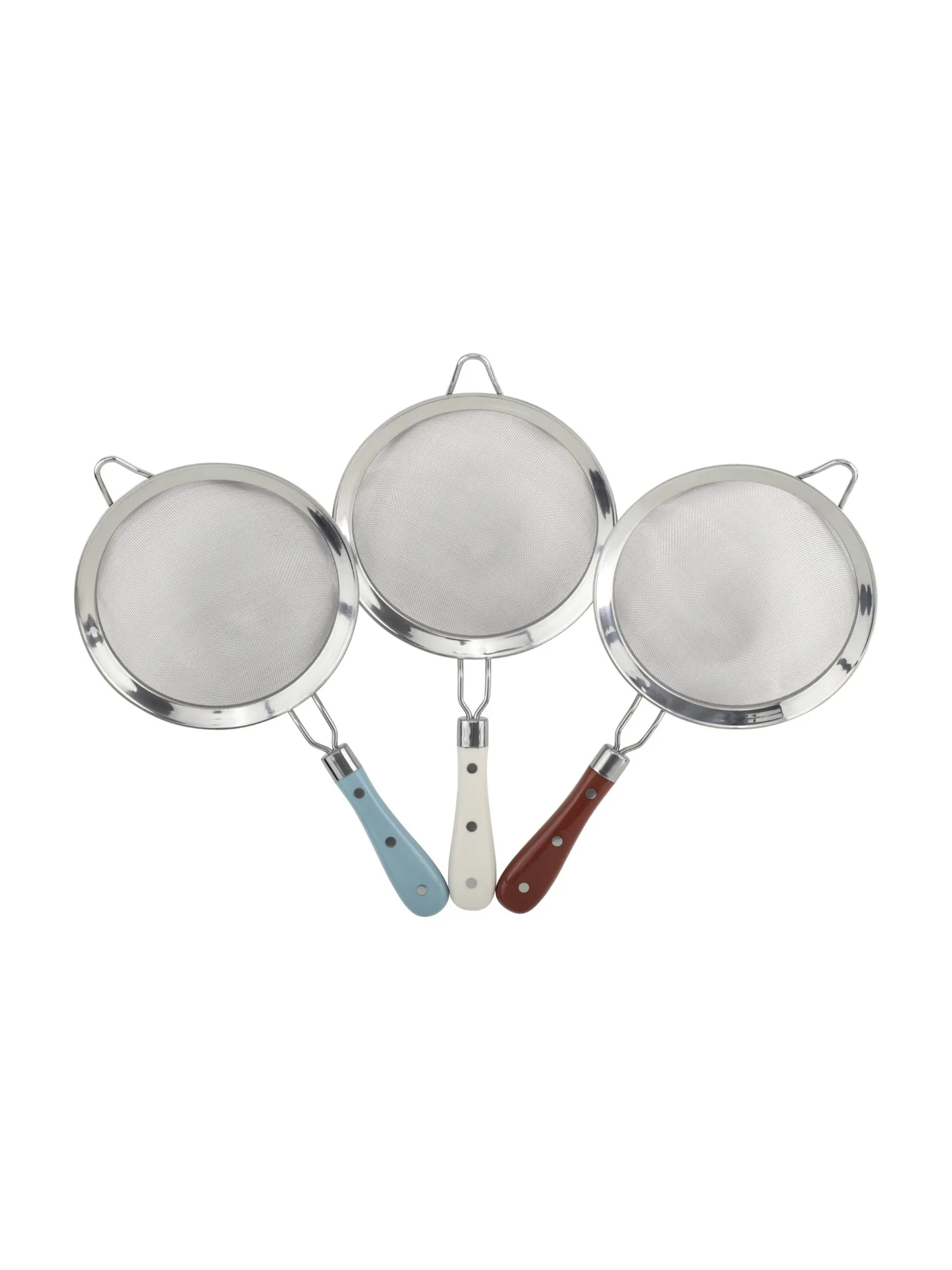

Stainless Steel Mesh Strainers Set of 3 Teal Red Linen