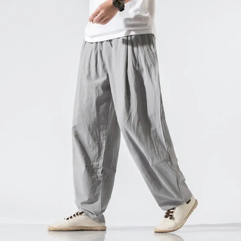 

Spring Summer Men's Clothing Loose Oversized Solid Color Casual Korean Version Fashion Simplicity Wide Leg Harem Bloomers Pants