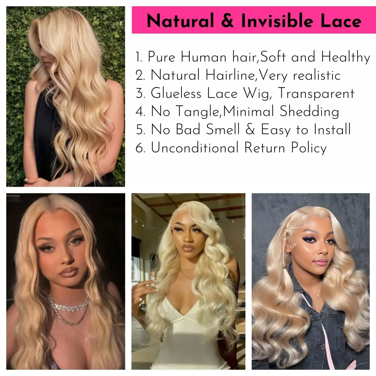 613 Lace Front Wigs Human Hair 13x4 Blonde Lace Front Wigs Human Hair Blonde Wig for Women Pre Plucked with Body Hair 20 Inch