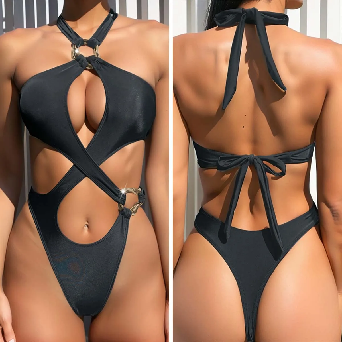 skyn vibrating ring Wrap Push Up Swimsuit Leopard / M main image 1