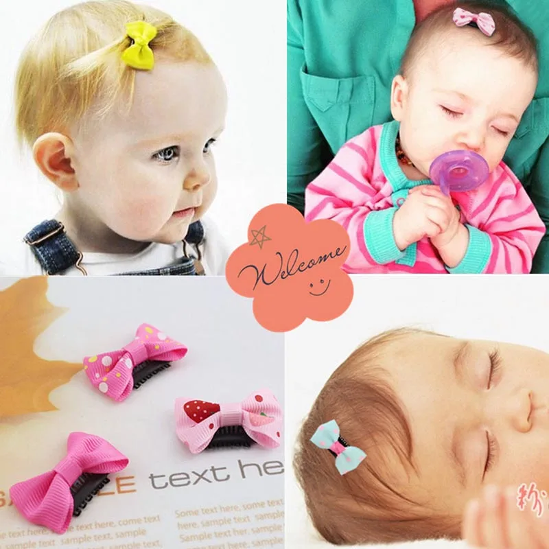 10PCS/Set Random Color Baby Hair Clips Sweet Cute Bow Newborn Boy Girl Mini Hairpins Barrettes Infant Headwear Kids Accessories 2