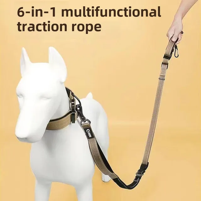 Hands Free Dog Leash for Walking Running with Safety Car Seat Belt Shock Absorbing Bungee Leash with Padded Handle 4