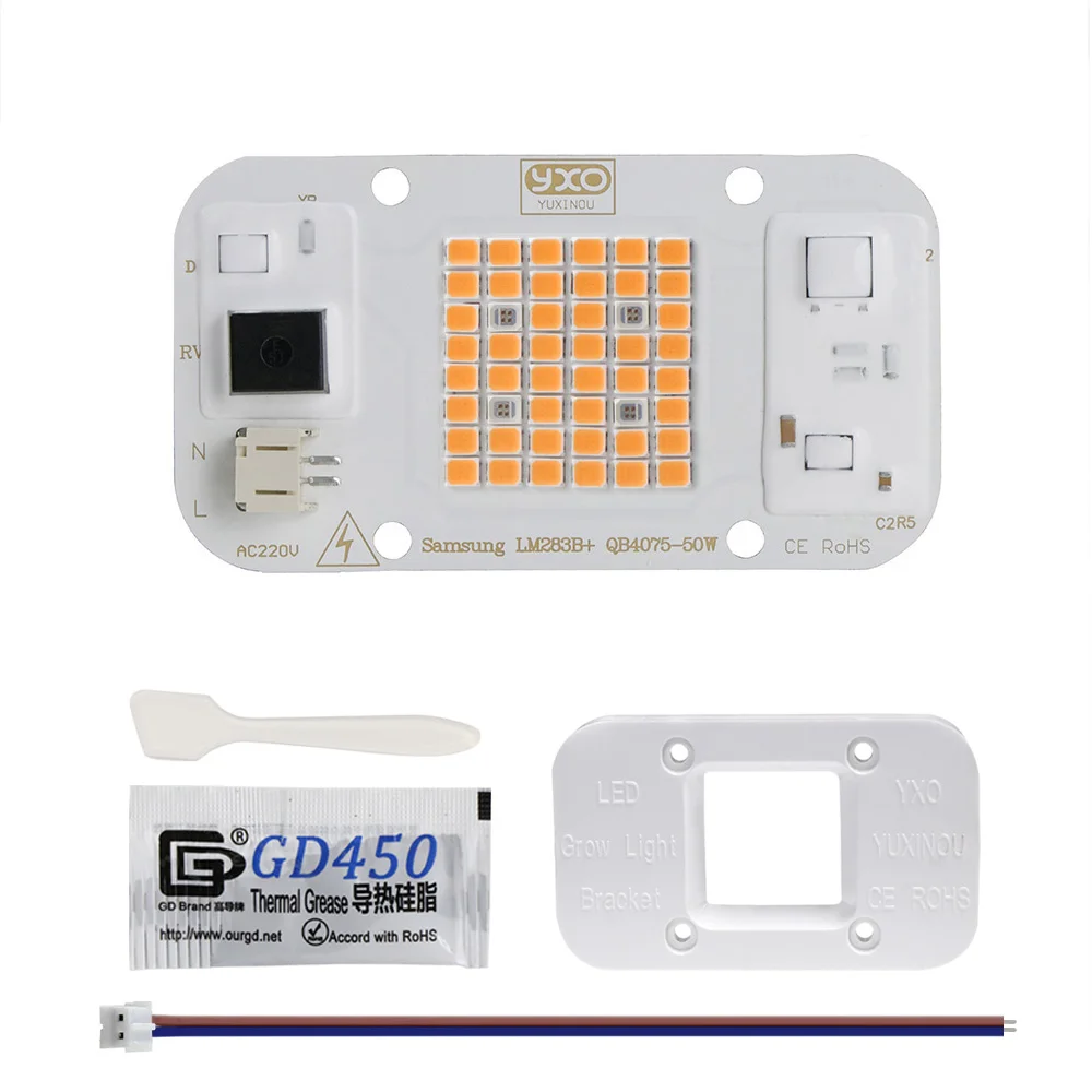 LED Grow Light Hydroponice LED COB Lamp Bead Driverless AC 220V 50W DOB Chip For DIY Plant Grow Seed Flower Light Bulb
