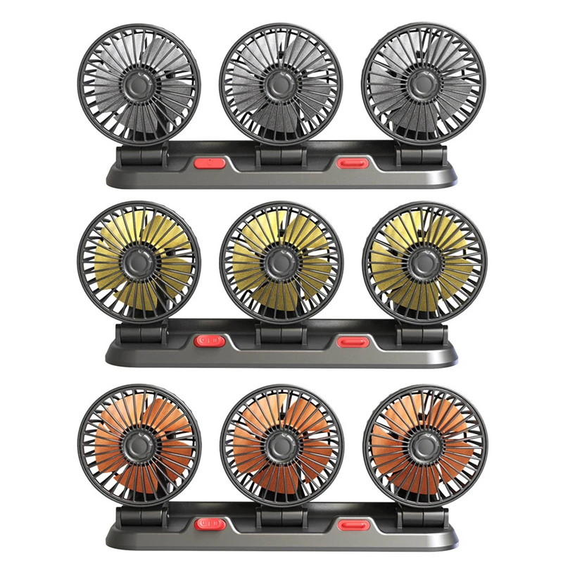 

Car Fan Three-Head Fan for Vehicles USB/12V/24V Electric Cooling Fan 360 Degree Rotatable 2 Speeds Vehicle Fan Car Silent Fan