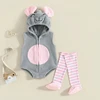 Lovely Chick Romper Baby Boy Girl Halloween Costumes Animal Cosplay Hoodie Romper Jumpsuit Bodysuit Stripe Leg Warmers 6