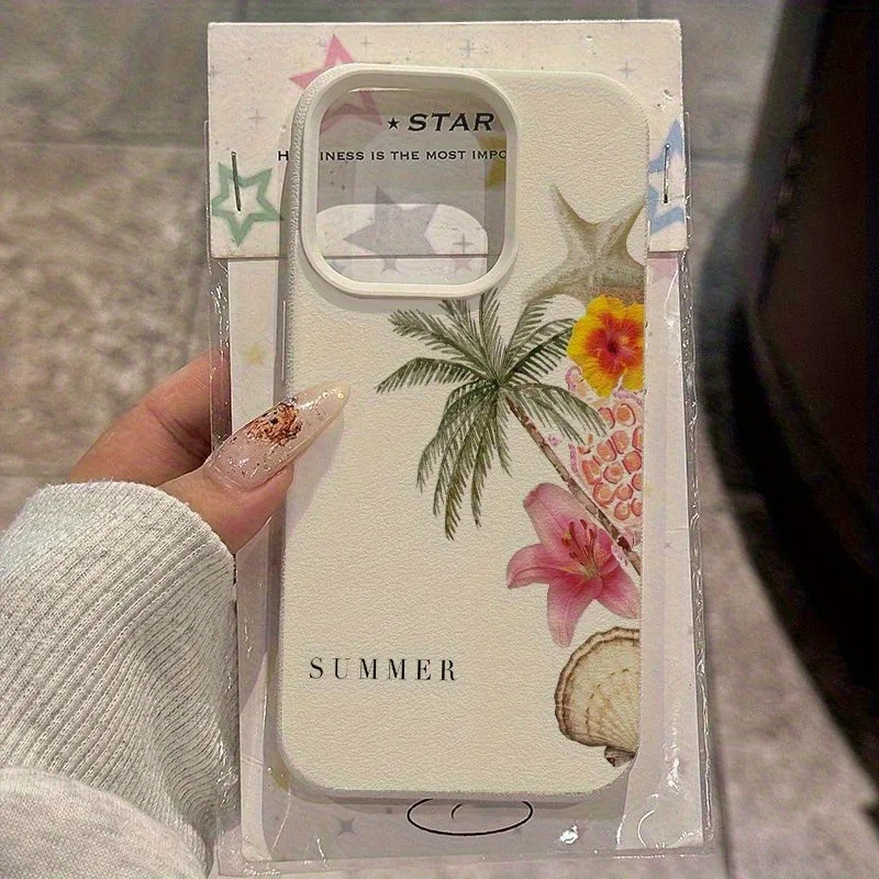 รูปสินค้า เคสโทรศัพท์ลายลิ้นจี่ ต้นมะพร้าว ปลาดาว สำหรับ iPhone 17/16/15/14/13/12/11 Plus Pro Max