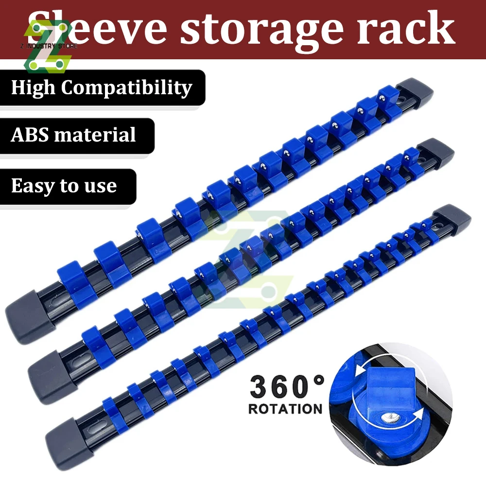 

Socket Storage Rack Sleeve Organizer 1/4" 3/8" 1/2" 360 Degree Swivel Sleeve Rail Holder Socket Hand Tool Storage Bracket