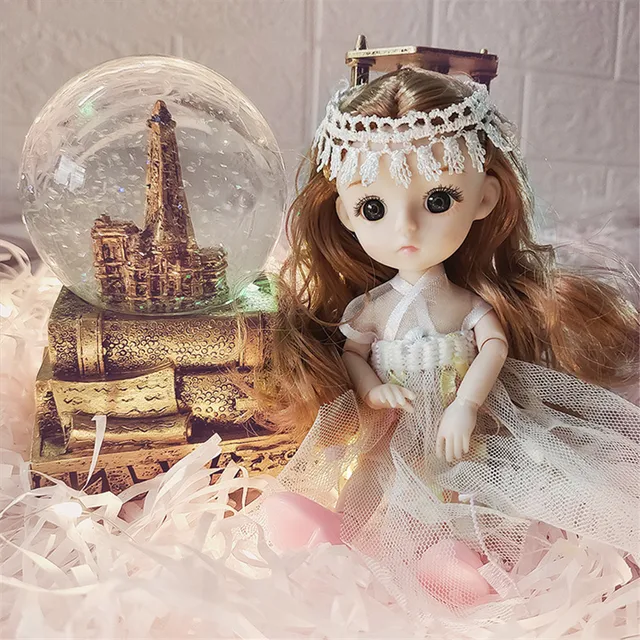 17cm Doll BJD Mini Doll 13 Movable Joint Baby 3D Eyes OB11 Beautiful Girl Toy DIY Doll With Clothes Dress Up 1/8 Fashion Doll 3