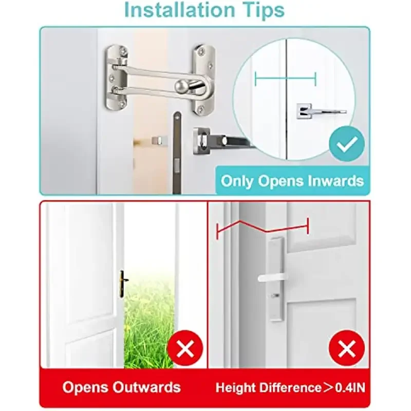 Door bolt Clasp Locks Insurance Door Bolt Anti-Theft Room Bar Buckle Chain Stainless Steel For Bedroom Home Improvement