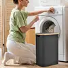 Laundry Hamper With Lid Dirty Clothes Basket For Laundry 55L Large Laundry Hamper With Handle And Lid Foldable Clothes Basket 2