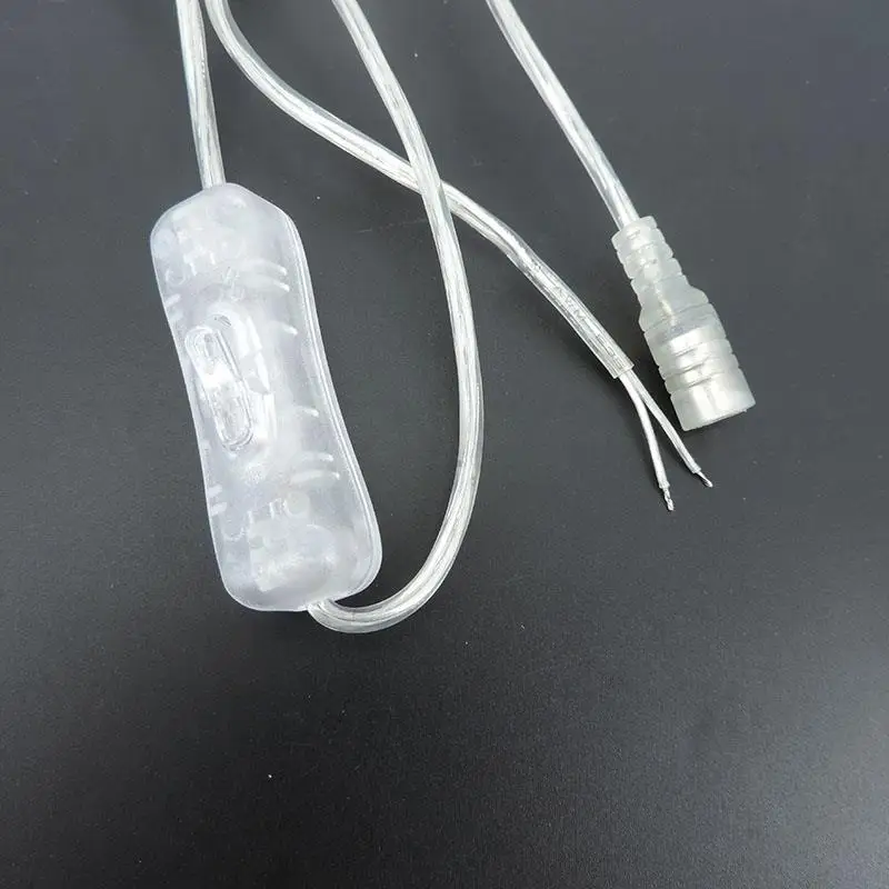 2pin 22AWG transparent DC Female 12V 5V 5.5x2.1mm Power adapter extend Cable led Light Switch button connector neon lamp U26