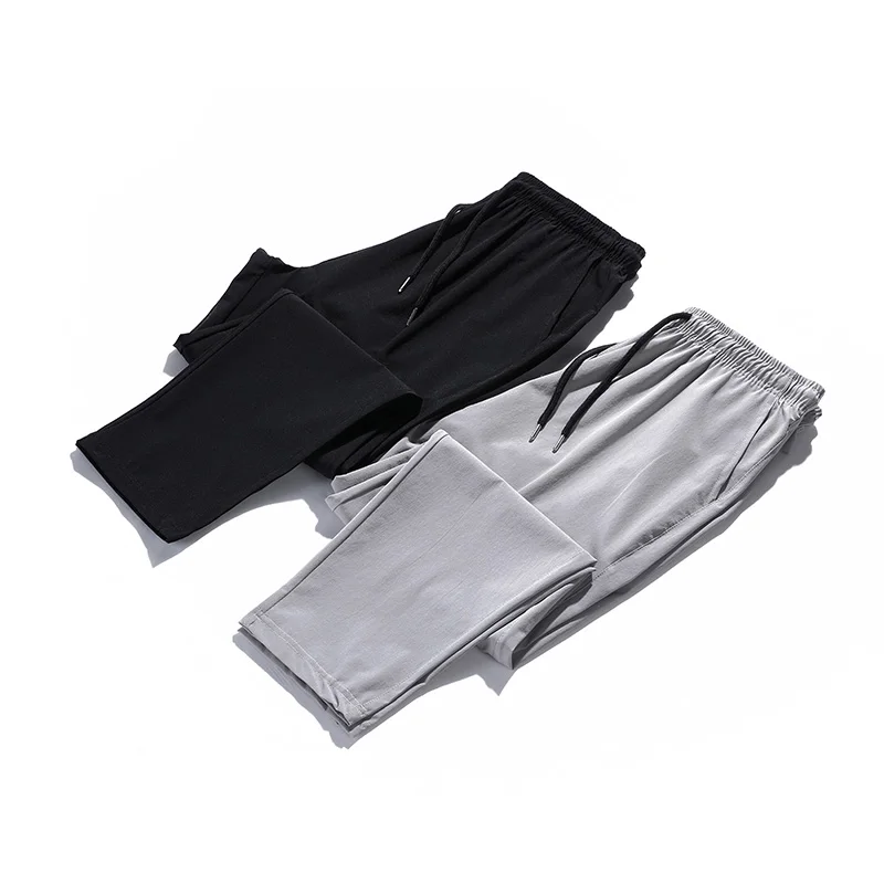 Summer Men Casual Pants Joggers Sweatpants Mens Solid Color Elastic Waist Trousers Fitness Sportswear Fashion Spring Sweatpants 2