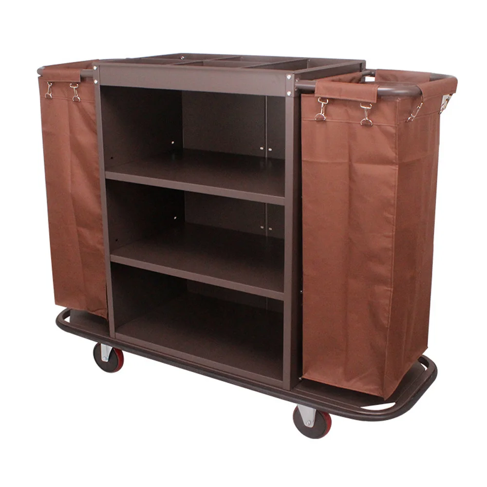 Hotel Trolley Stainless Steel Trolley Housekeeping Cart Hotel Room Service Car Multifunctional With Bag Spread