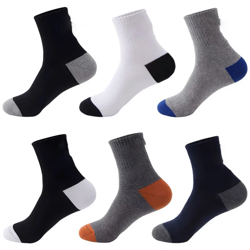 Mens Socks 6pairs Men's Cotton Sweat Absorbing Embroidered Crest Athletic Socks Ankle Socks