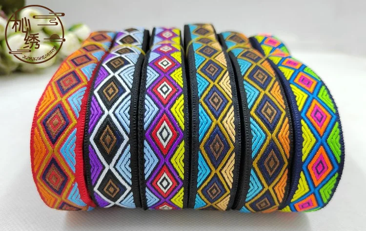 5Yards 2CM Decoration Pet Leash Collars Geometric Jacquard Ribbons Clothing DIY Trim Sewing Accessories Lace embroidery ribbon