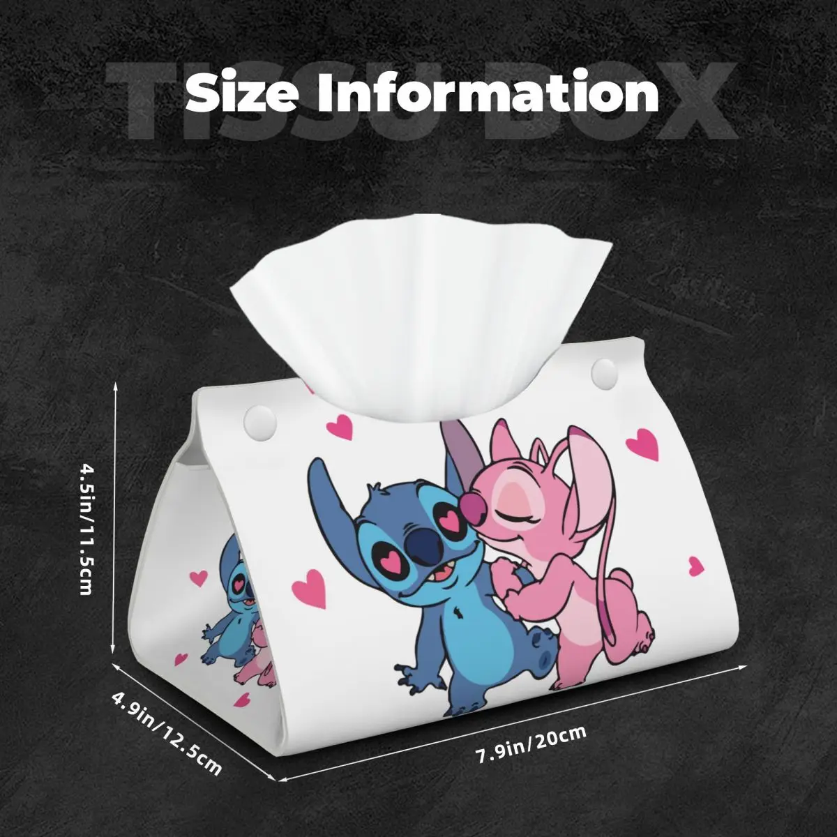 Custom Kiss Stitch Angel Tissue Box Holder Rectangular Cute PU Leather Facial Tissue Box Cover for Car Office 5