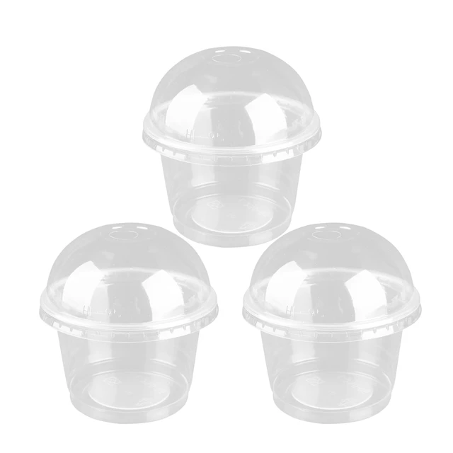 100pcs 250ml Fruit Cups With Lid Small Lids Dome Ice Cream Yogurt  Containers Baking Supplies For Kids Parfait- Disposable Dessert Cups Clear  Salad Cup