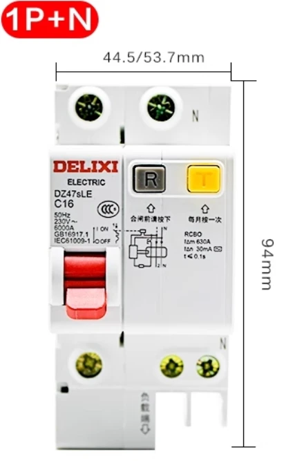 DELIXI Leakage Circuit Breaker DZ47SLE, C Type 1P+N 2P 16A 25A 40A 63A Air Switch with Household Leakage Protector - Image 5
