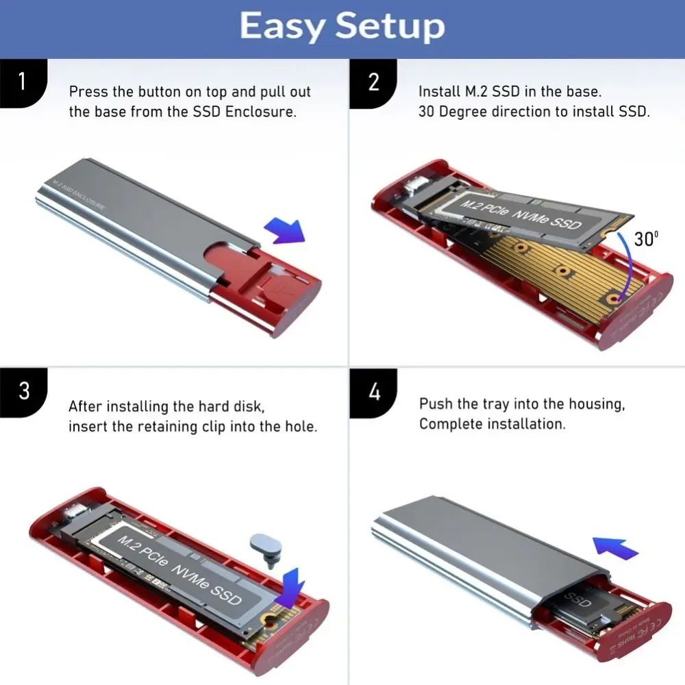 USB C M.2 NVMe   ˷̴ ̽, 3.1 Gen 2 M2 SSD Ŭ HDD Ŭ,   M2 NVMe SSD ̽ SSD ϵ ũ