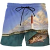 3D Landscape Fish Summer Pants Sports Beach Pants Animation Printed Comfortable Casual Quick Dry Men's Surf Pants Fitness  2023 3