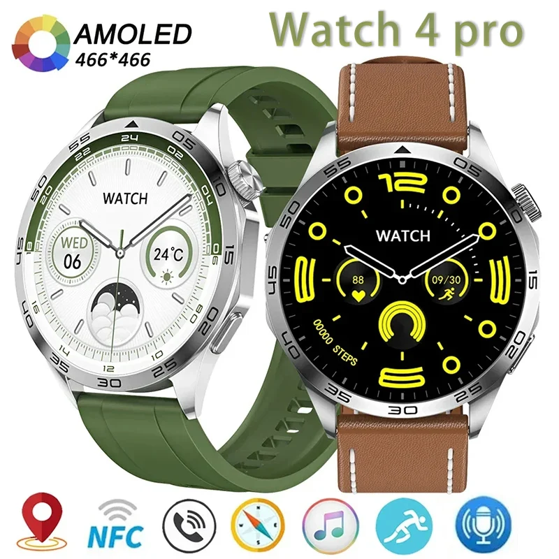 화웨이 워치 4 프로 맥스 스마트 워치 남성용 GPS 스포츠 트래커, AMOLED466 * 466 HD 화면, FNC 블루투스 통화 스마트워치, 2024 신제품