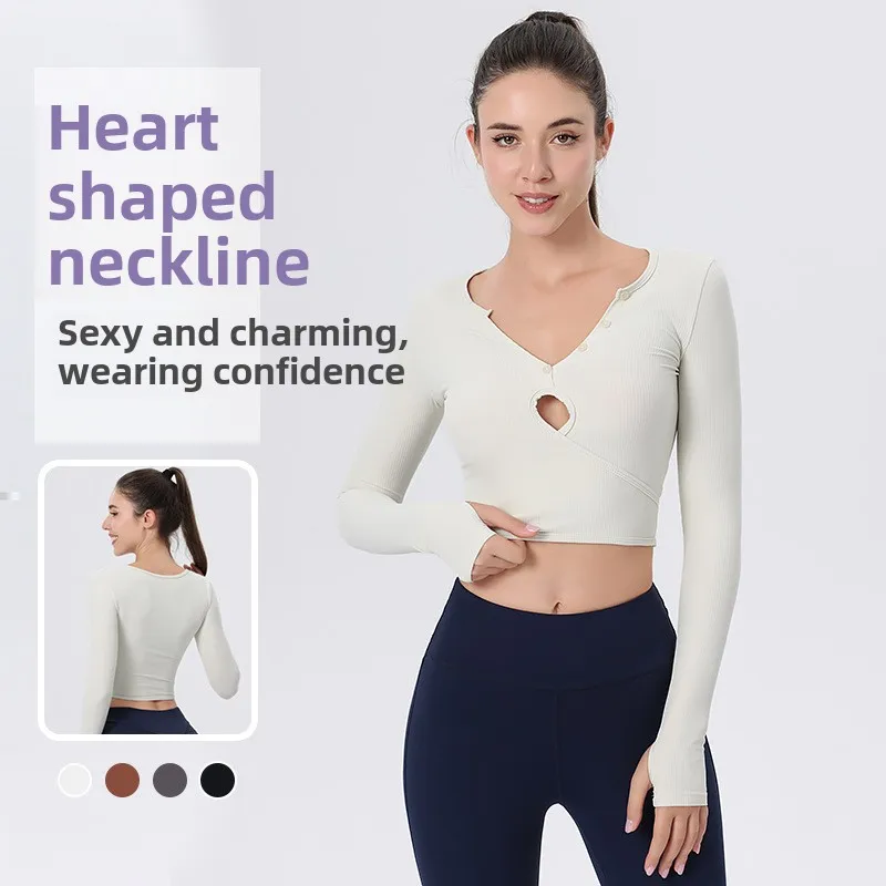 New Yoga Clothing Top Women's Long-sleeved Sports Badminton Loose Running Fitness Pilates Training