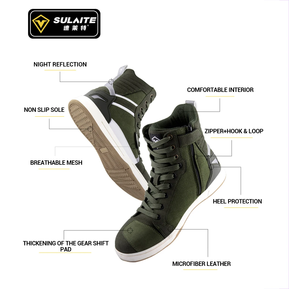 Men's Motorcycle Shoes Four Seasons Motorbike Gear Shift Breatheable Anti-fall Rider Road Racing Biker Boot Casual Shoes Boots