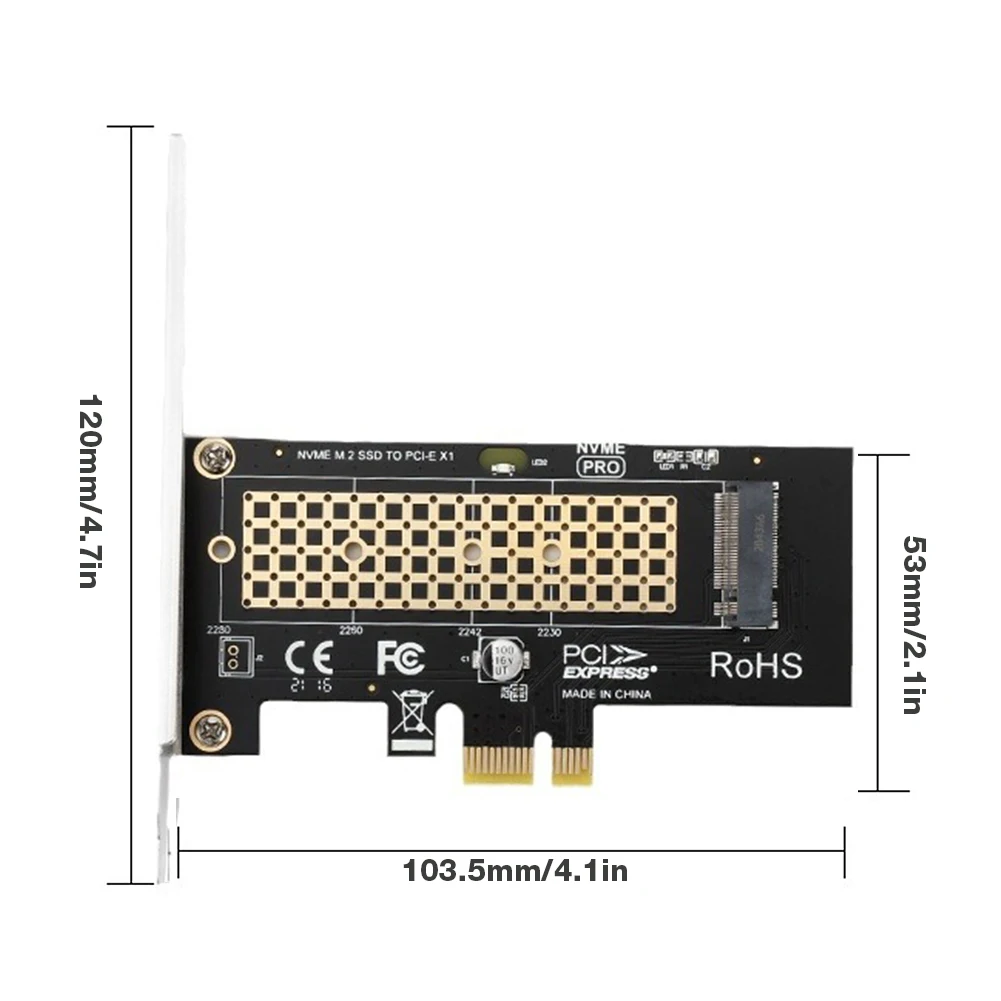 M.2 NVME SSD To PCIe 3.0 X1 Adapter Card 8Gbps Full Speed SSD PCIE X1 Expansion Card Support 2230 2242 2260 2280 For Desktop PC