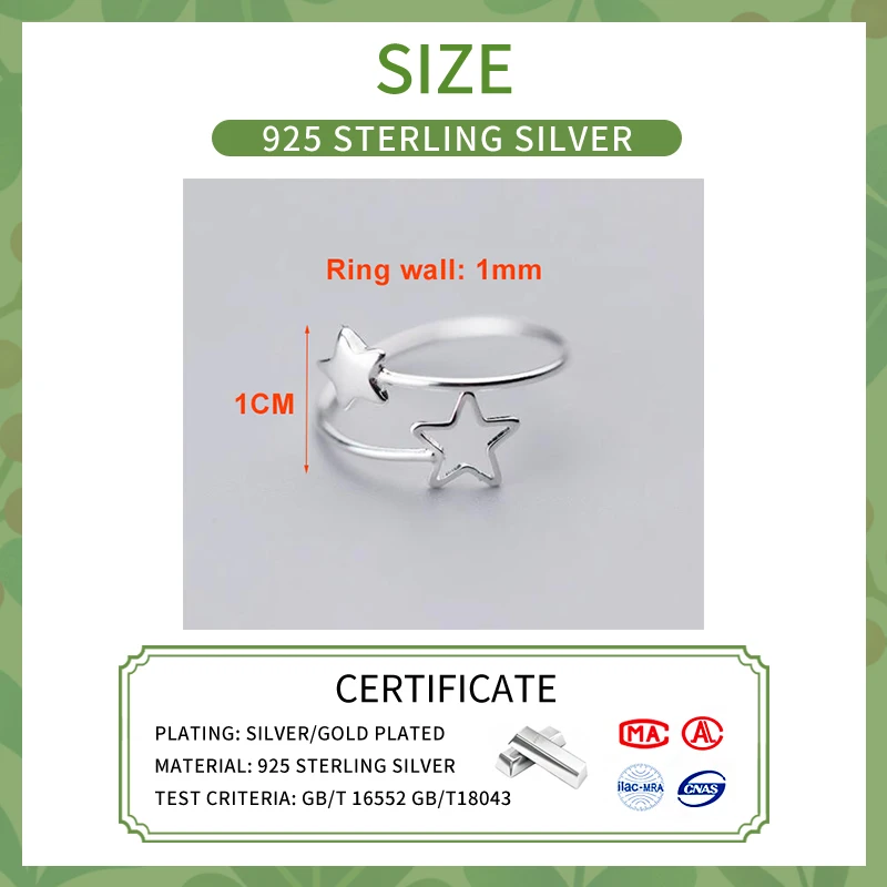 Silver Ring INZATT Real 925 Sterling Silver Star Ring for Fashion Women Party Minimalist Fine Jewelry Cute Anillo Estrella Accessories Gift