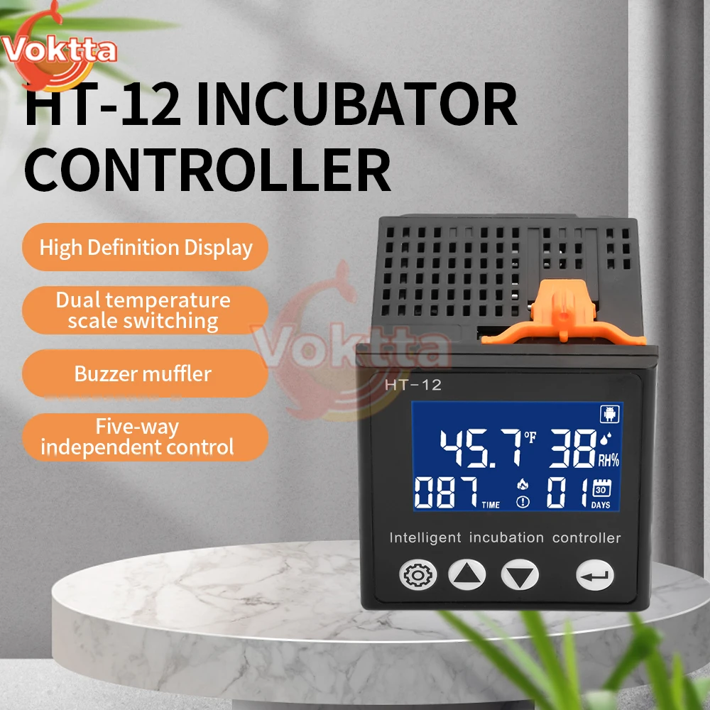 HT-12 Controller intelligente per incubatrice per uova Display digitale LCD Termostato Controllo igrostato con sonda sensore di umidità della temperatura - immagine 2