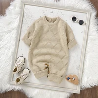 0-18m Baby Rompers Clothes Solid Color Long Sleeves Knitted Newborn Boys Girls Knitted Jumpsuits Infant Toddler Playsuits Outfit