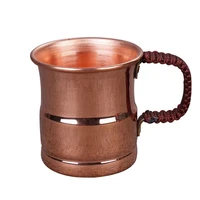 Tasse à lait de bière en cuivre pur fabriquée à la main, poignée tissée, Mule d'eau de moscou épaissie, tasse de petit déjeuner de 400 ml, vaisselle à boissons de moscou 1
