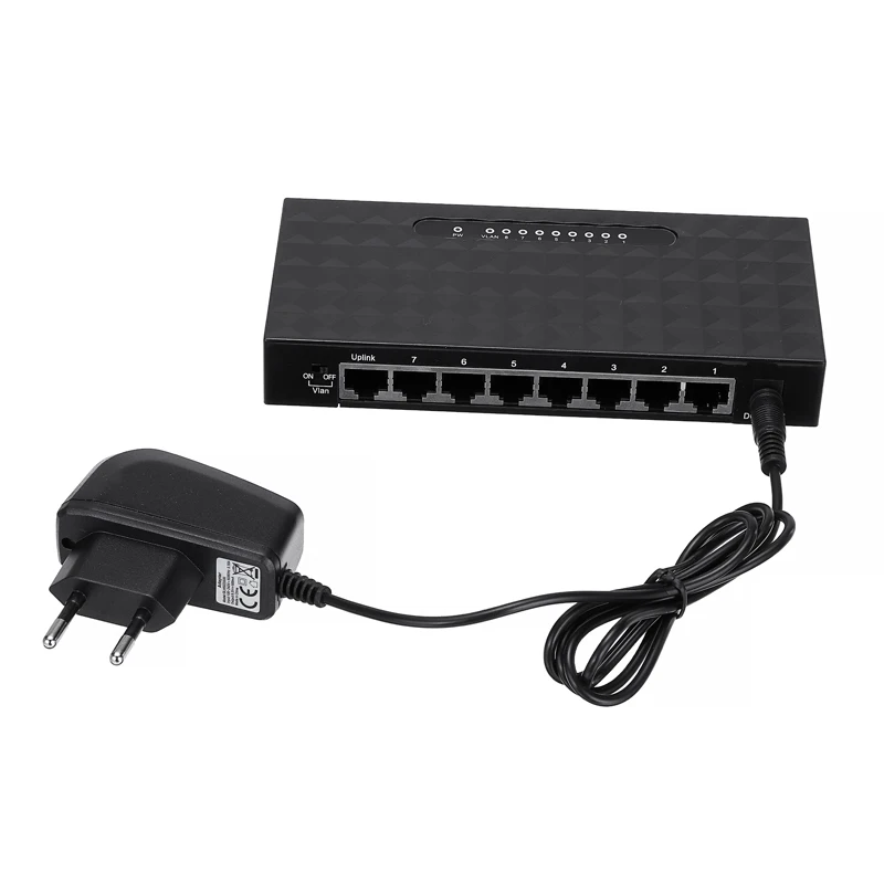 1PC Pohiks 8 Port Desktop RJ45 Network Switch Fast Ethernet LAN Hub Adapter 10/100 Mbps For Network Cable Splitter Shunt