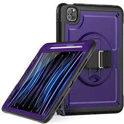 Rotating Shockproof Hard Cover Tablet Case for Pro 2024 2025 13inch (PURPLE)