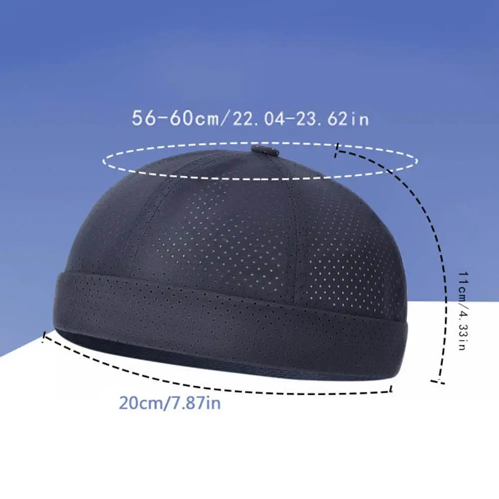 HOT Breathbale Skullcap Unisex Elastic Panels Docker Hat Streetwear Dome Hat Hip Hop Hats Adjustable Spring Mesh Brimless Caps